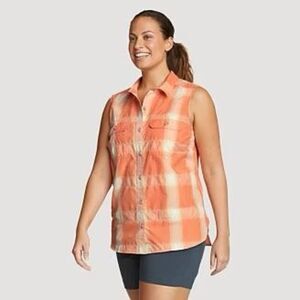 NWT Eddie Bauer Plaid Mountain Sleeveless Shirt Medium